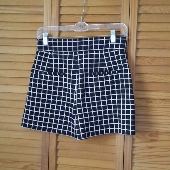 Zara Women Black White Check High Waisted Wide Leg Slit Pockets Shorts Size S - Picture 2 of 10
